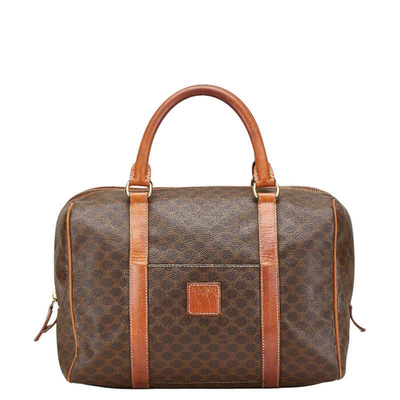 セリーヌ マカダム ハンドバッグ ミニボストンバッグ ブラウン PVC レザー レディース CELINE 【中古】