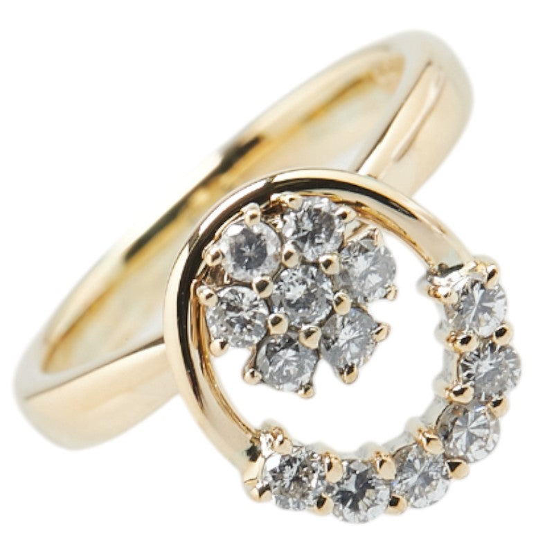 K18YG イエローゴールド ダイヤ0.55ct フラワー 花 モチーフ リング 指輪 レディース 11号 【中古】