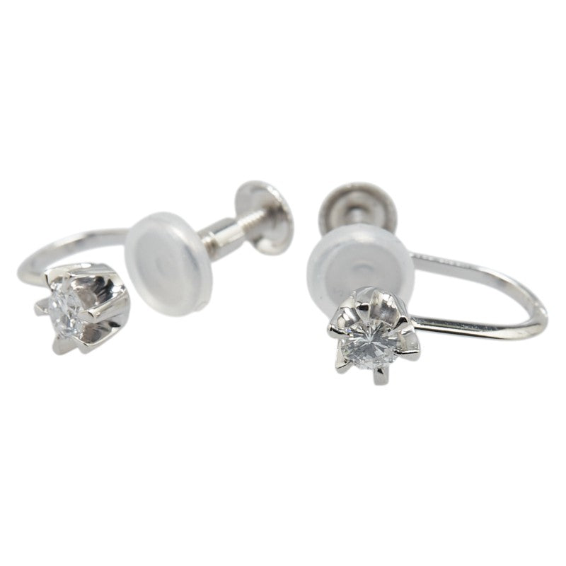 Pt900 プラチナ ダイヤ ネジ式 イヤリング レディース 【中古】