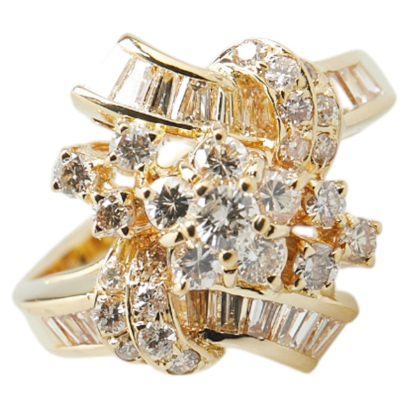 K18YG イエローゴールド ダイヤ1.25ct リング 指輪 レディース 13号 【中古】