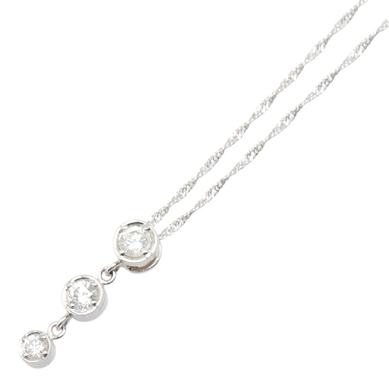 K18WG ホワイトゴールド ダイヤ0.20ct ネックレス レディース 【中古】