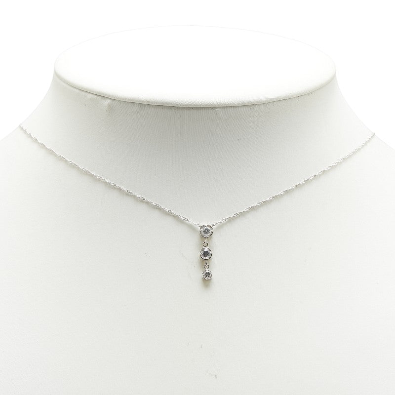 K18WG ホワイトゴールド ダイヤ0.20ct ネックレス レディース 【中古】