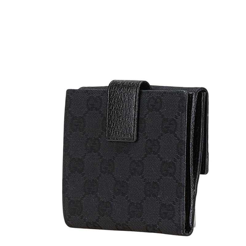 グッチ GGキャンバス スタッズ 二つ折り財布 120922 ブラック キャンバス レザー レディース GUCCI 【中古】