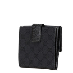 グッチ GGキャンバス スタッズ 二つ折り財布 120922 ブラック キャンバス レザー レディース GUCCI 【中古】