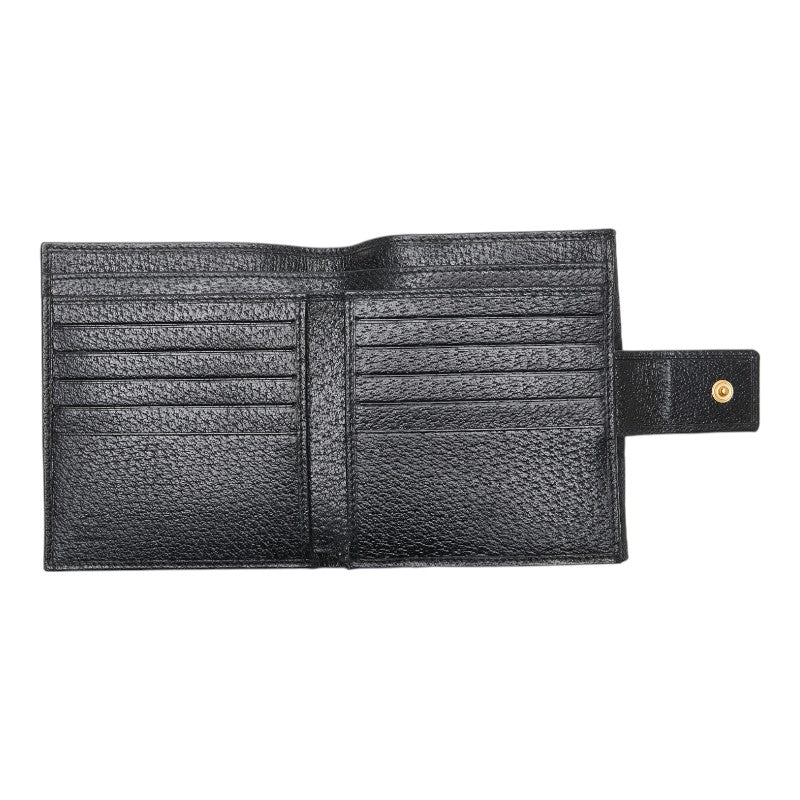 グッチ GGキャンバス スタッズ 二つ折り財布 120922 ブラック キャンバス レザー レディース GUCCI 【中古】