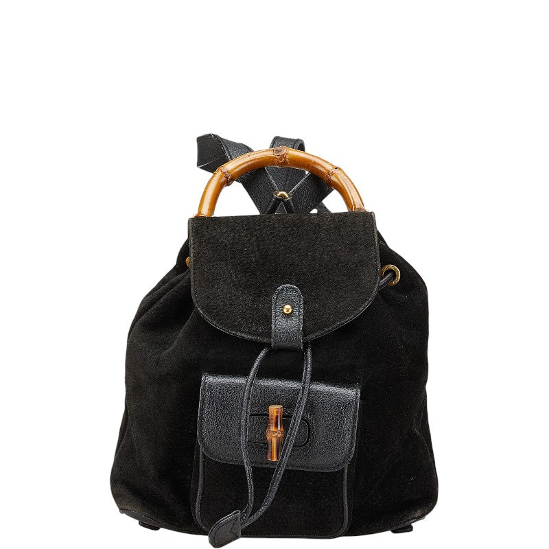 グッチ バンブー リュック バックパック 003 2058 0030 ブラック レザー スエード レディース GUCCI 【中古】