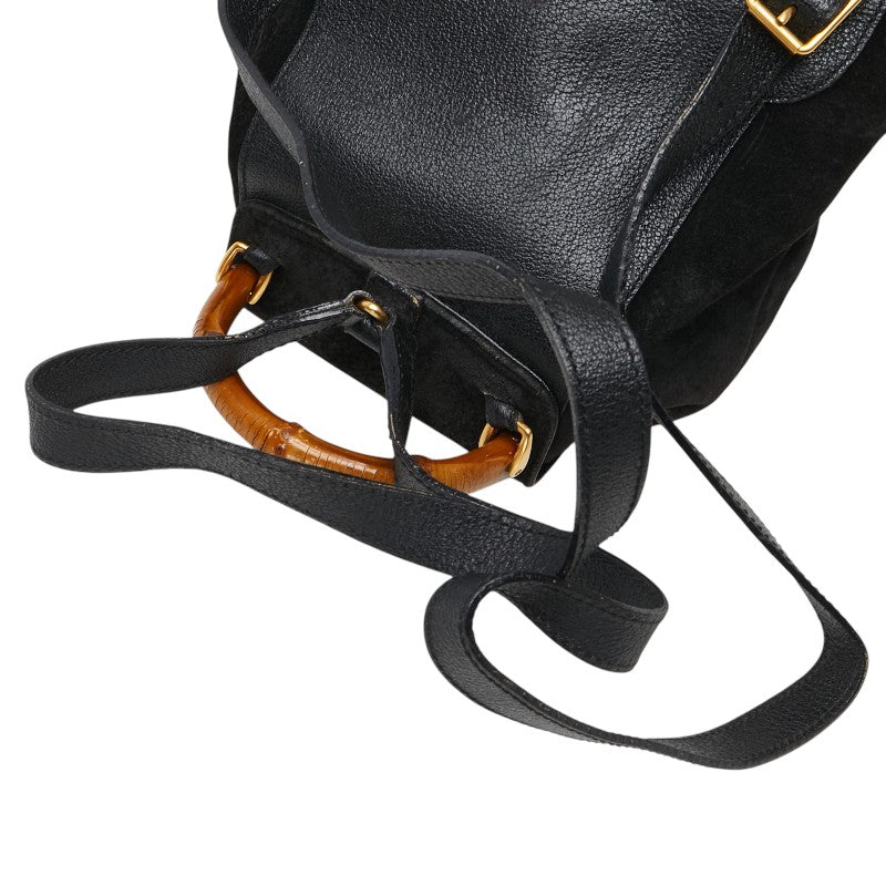 グッチ バンブー リュック バックパック 003 2058 0030 ブラック レザー スエード レディース GUCCI 【中古】