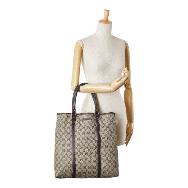 グッチ GGスプリーム トートバッグ 223668 ベージュ ブラウン PVC レザー レディース GUCCI 【中古】