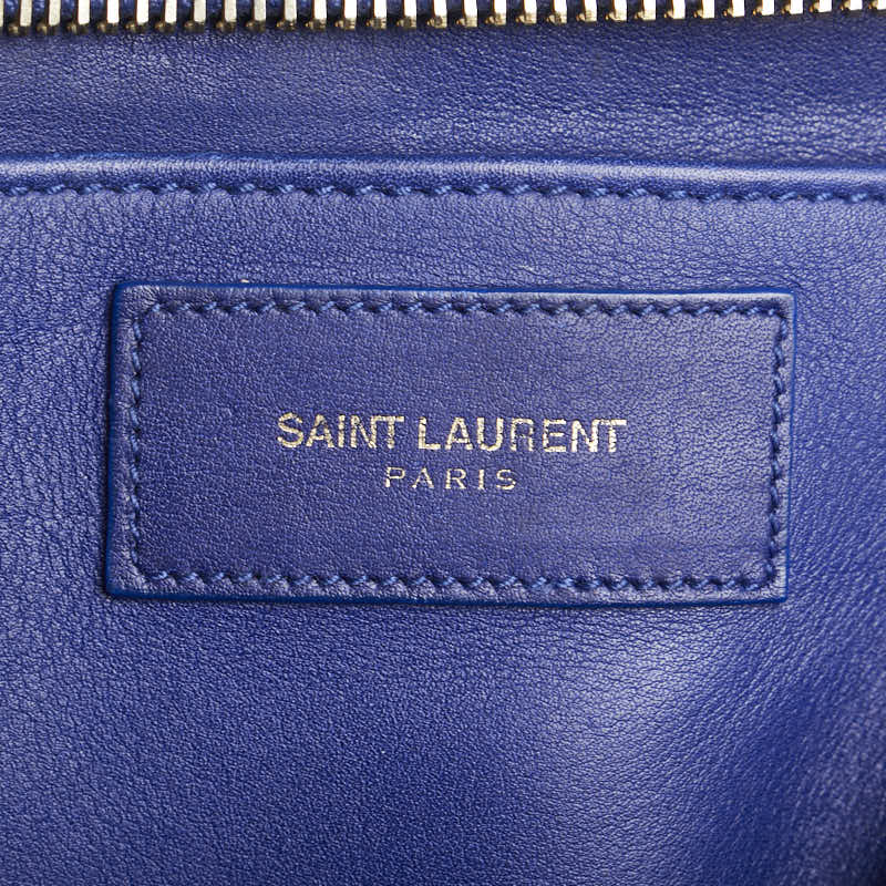 サンローラン YSLロゴ プチカバス ハンドバッグ ショルダーバッグ 2WAY 311210 ブルー レザー レディース SAINT LAURENT 【中古】