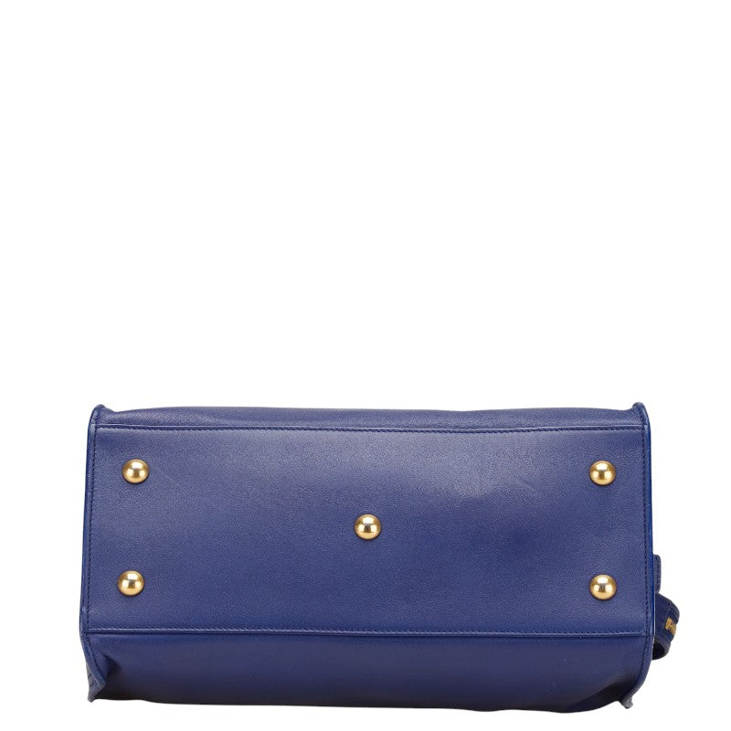 サンローラン YSLロゴ プチカバス ハンドバッグ ショルダーバッグ 2WAY 311210 ブルー レザー レディース SAINT LAURENT 【中古】