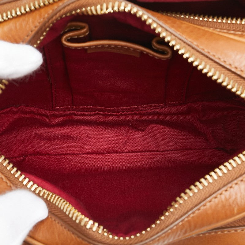 セリーヌ マカダム 斜め掛け ショルダーバッグ カメラバッグ ベージュ マルチカラー キャンバス レザー レディース CELINE 【中古】