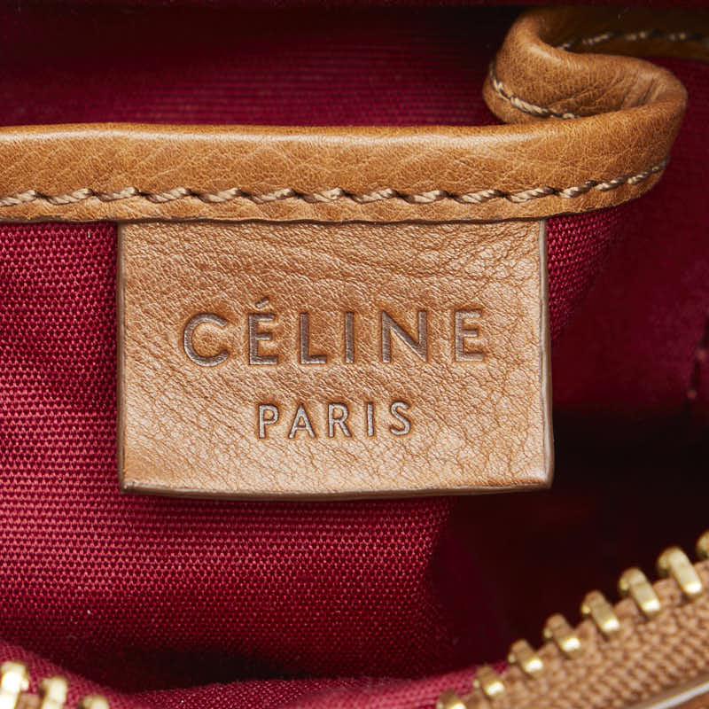 セリーヌ マカダム 斜め掛け ショルダーバッグ カメラバッグ ベージュ マルチカラー キャンバス レザー レディース CELINE 【中古】