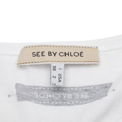 シーバイクロエ リボン タンクトップ サイズ：38 ホワイト ブラック コットン レディース SEE BY CHLOE 【中古】