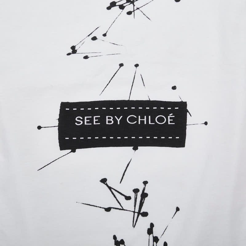 シーバイクロエ リボン タンクトップ サイズ：38 ホワイト ブラック コットン レディース SEE BY CHLOE 【中古】