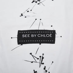 シーバイクロエ リボン タンクトップ サイズ：38 ホワイト ブラック コットン レディース SEE BY CHLOE 【中古】