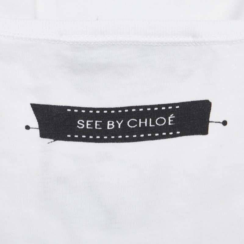 シーバイクロエ リボン タンクトップ サイズ：38 ホワイト ブラック コットン レディース SEE BY CHLOE 【中古】