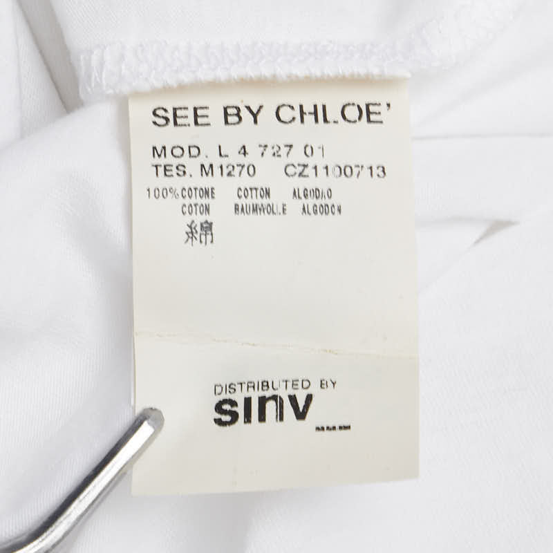 シーバイクロエ リボン タンクトップ サイズ：38 ホワイト ブラック コットン レディース SEE BY CHLOE 【中古】