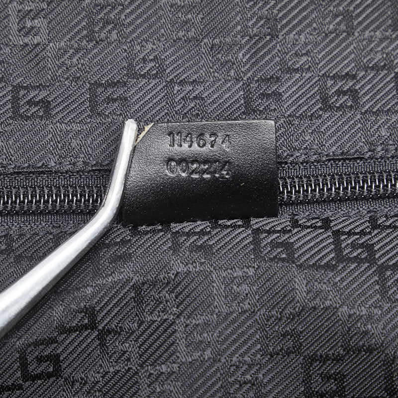 グッチ ボストンバッグ ショルダーバッグ 2WAY 114674 ブラック キャンバス レザー レディース GUCCI 【中古】