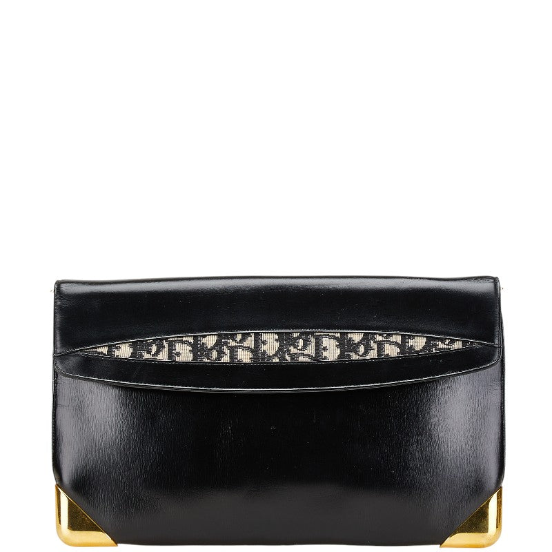 ディオール トロッター クラッチバッグ ブラック レザー レディース Dior 【中古】