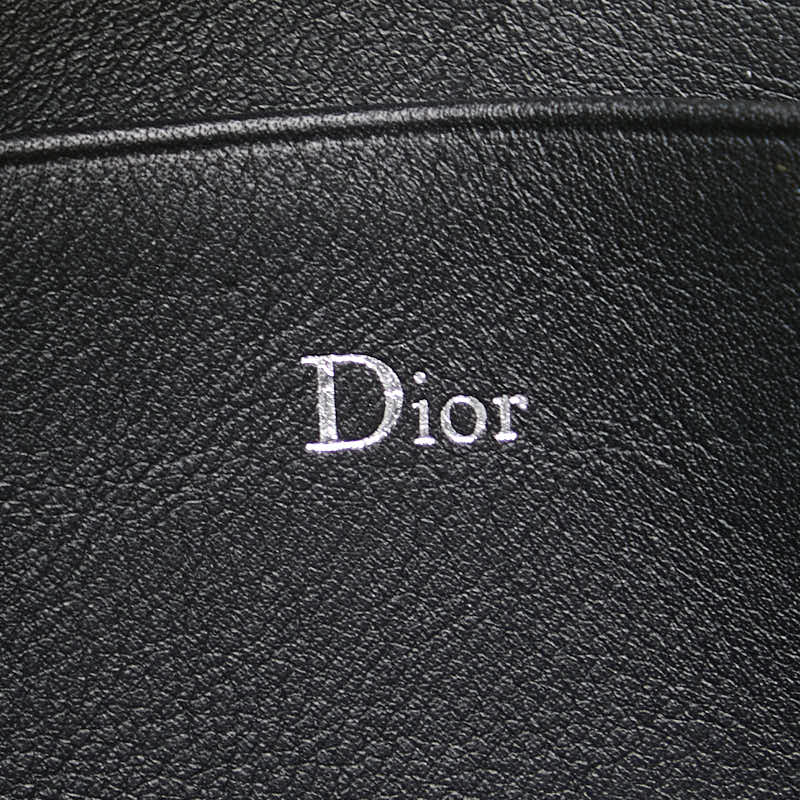 ディオール ラウンドファスナー 長財布 オーガナイザー ブラック ライトグリーン レザー レディース Dior 【中古】