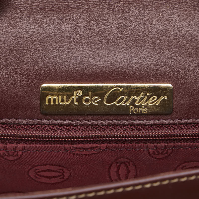 カルティエ マストライン ショルダーバッグ ワインレッド ボルドー レザー レディース CARTIER 【中古】