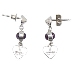 グッチ ハート モチーフ ピアス シルバー パープル SV925 シルバー アメジスト レディース GUCCI 【中古】