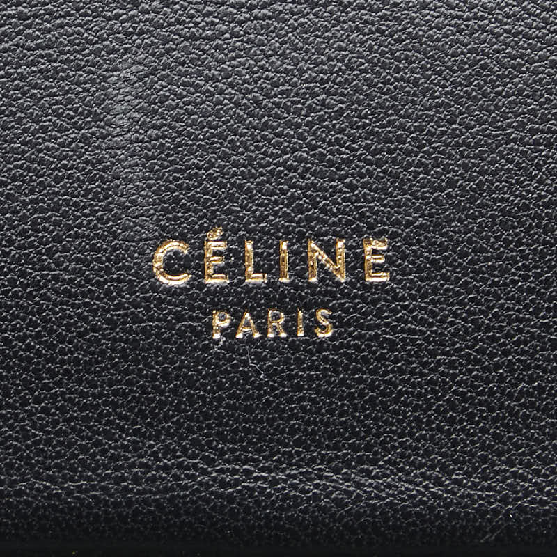 セリーヌ スクエア ポーチ ブラック ベージュ レザー レディース CELINE 【中古】
