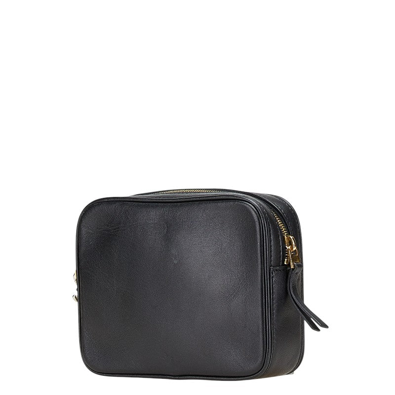セリーヌ スクエア ポーチ ブラック ベージュ レザー レディース CELINE 【中古】
