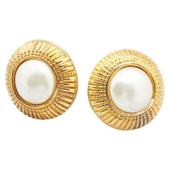 シャネル ラウンド イヤリング ゴールド メッキ フェイクパール レディース CHANEL 【中古】