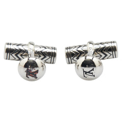 ルイ ヴィトン ダミエ グラフィット カフスリンクス カフス M66948 シルバー メタル メンズ LOUIS VUITTON 【中古】