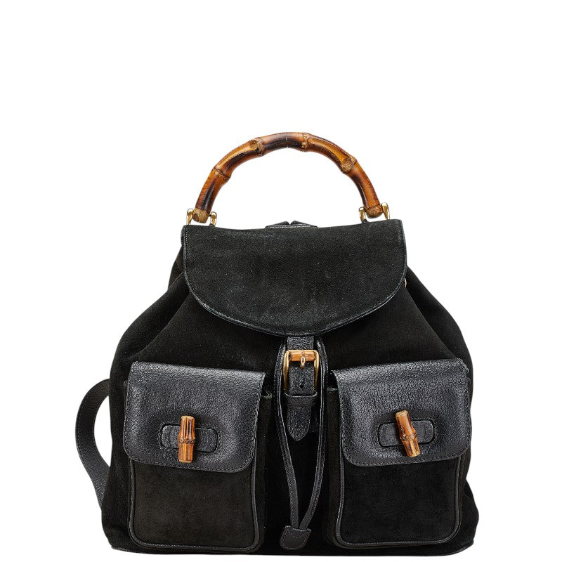 グッチ バンブー リュック バックパック 003 58 ブラック スウェード レザー レディース GUCCI 【中古】