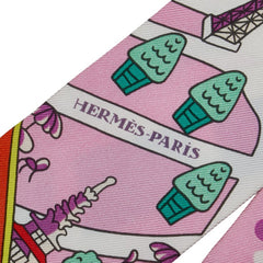 エルメス ツイリー LES NOUVEAUX AMOUREUX DE PARIS 新 パリの恋人たち スカーフ ピンク マルチカラー レディース HERMES 【中古】