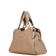 カルティエ マルチェロ ドゥ カルティエ ハンドバッグ ショルダーバッグ 2WAY グレージュ レザー パイソン レディース CARTIER 【中古】