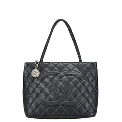 シャネル マトラッセ 復刻トート ココマーク ハンドバッグ トートバッグ ブラック キャビアスキン レディース CHANEL 【中古】
