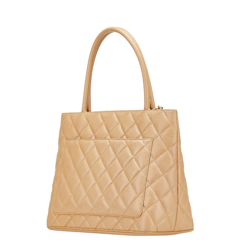 シャネル マトラッセ 復刻トート ココマーク ハンドバッグ トートバッグ ベージュ キャビアスキン レディース CHANEL 【中古】