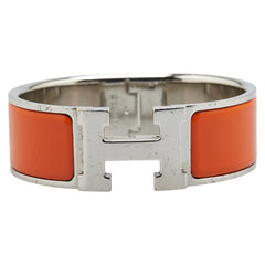 エルメス クリッククラックH PM ブレスレット シルバー オレンジ メタル レディース HERMES 【中古】