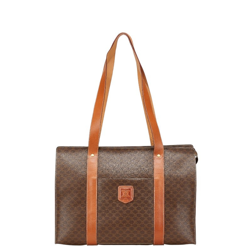 セリーヌ マカダム トートバッグ ブラウン PVC レザー レディース CELINE 【中古】