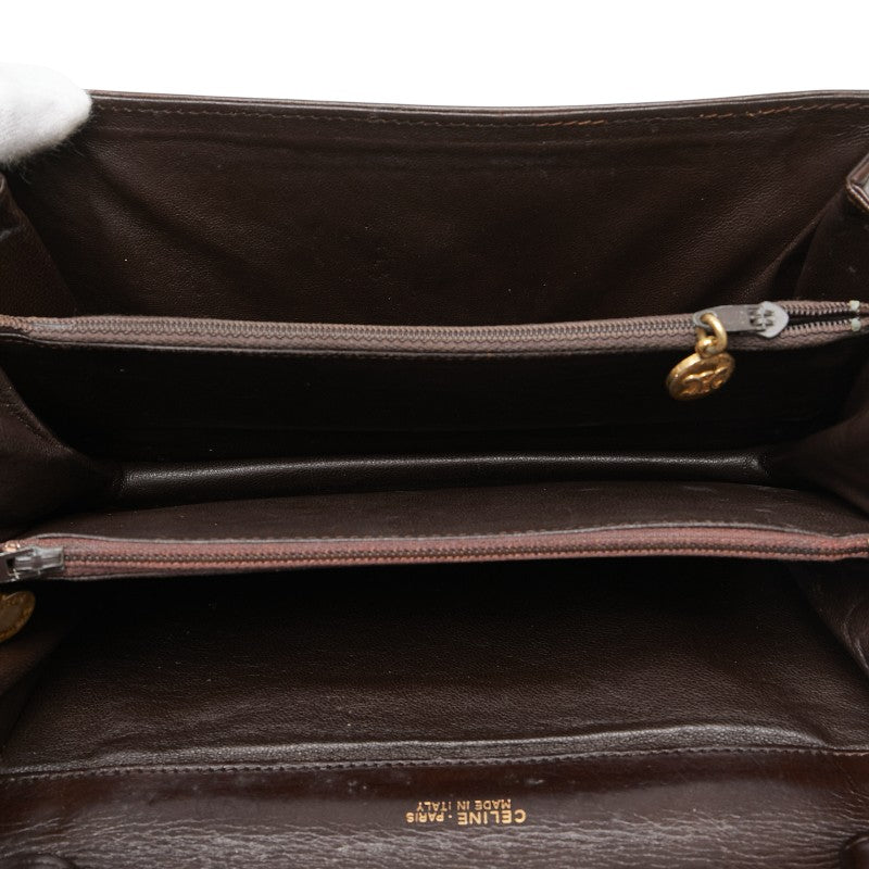 セリーヌ Cマカダム ワンショルダーバッグ ブラウン キャンバス レザー レディース CELINE 【中古】