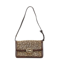 セリーヌ Cマカダム ワンショルダーバッグ ブラウン キャンバス レザー レディース CELINE 【中古】