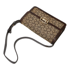 セリーヌ Cマカダム ワンショルダーバッグ ブラウン キャンバス レザー レディース CELINE 【中古】