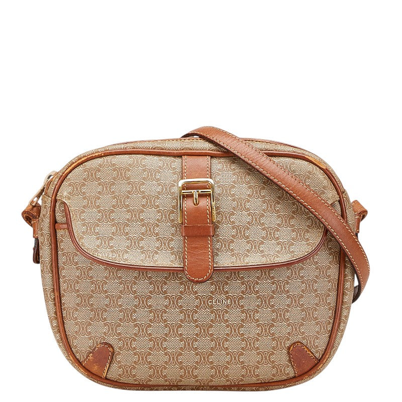 セリーヌ マカダム ショルダーバッグ ブラウン PVC レザー レディース CELINE 【中古】