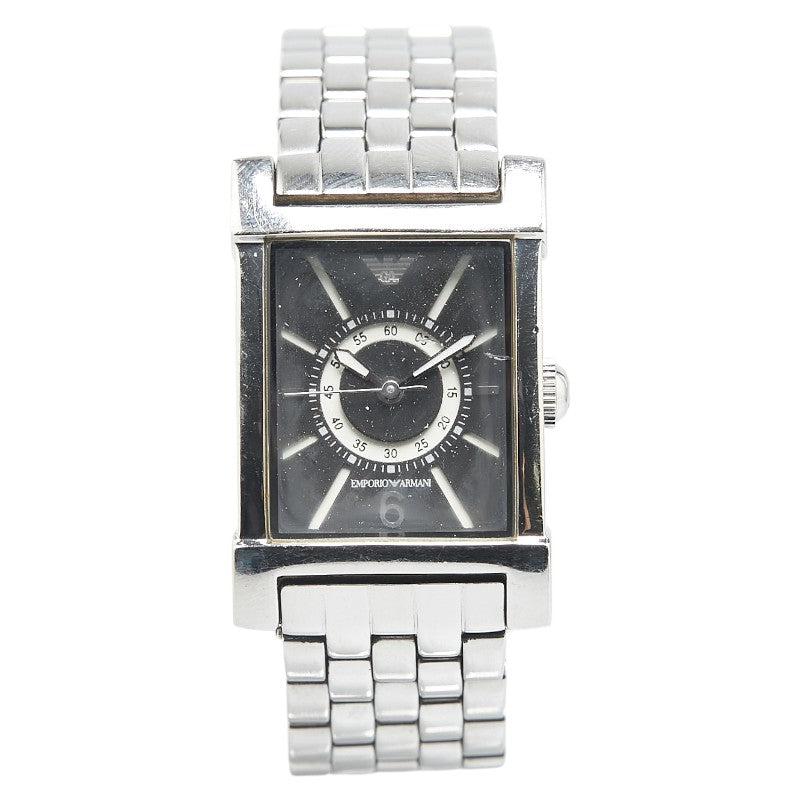 アルマーニ 腕時計 クオーツ ブラック文字盤 ステンレススチール レディース ARMANI 【中古】