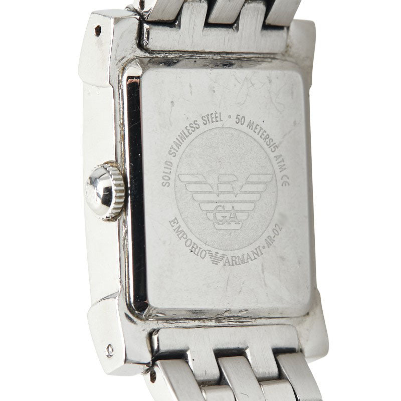アルマーニ 腕時計 クオーツ ブラック文字盤 ステンレススチール レディース ARMANI 【中古】