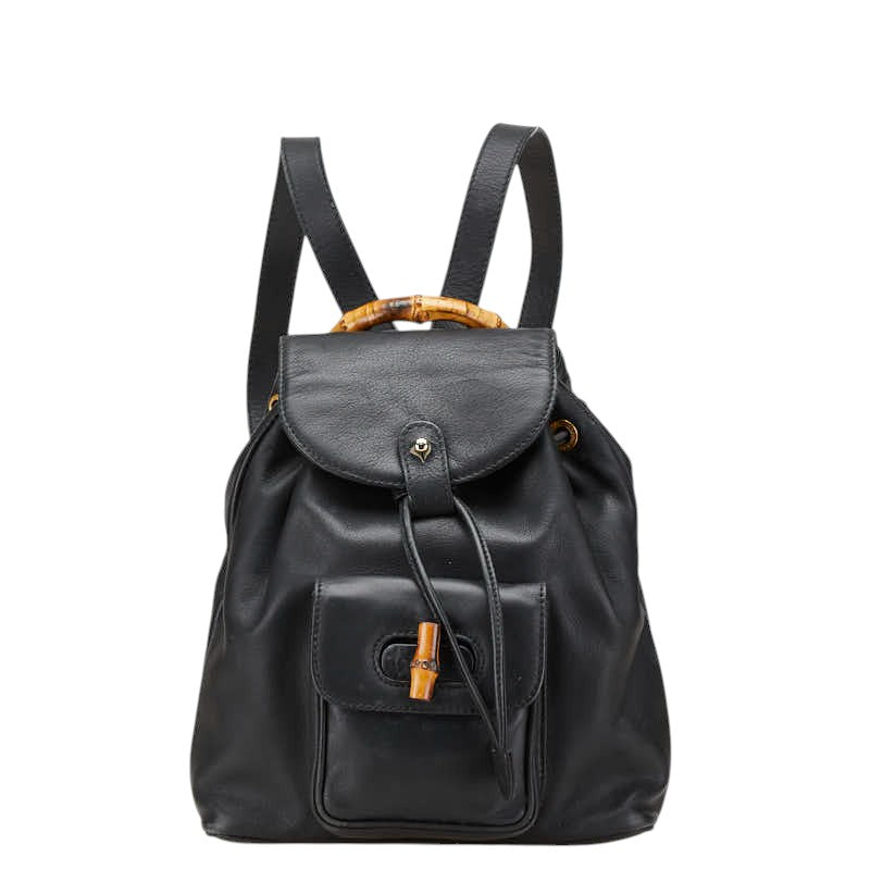 グッチ バンブー ミニ リュック バックパック 003 2058 0030 ブラック ブラウン レザー レディース GUCCI 【中古】