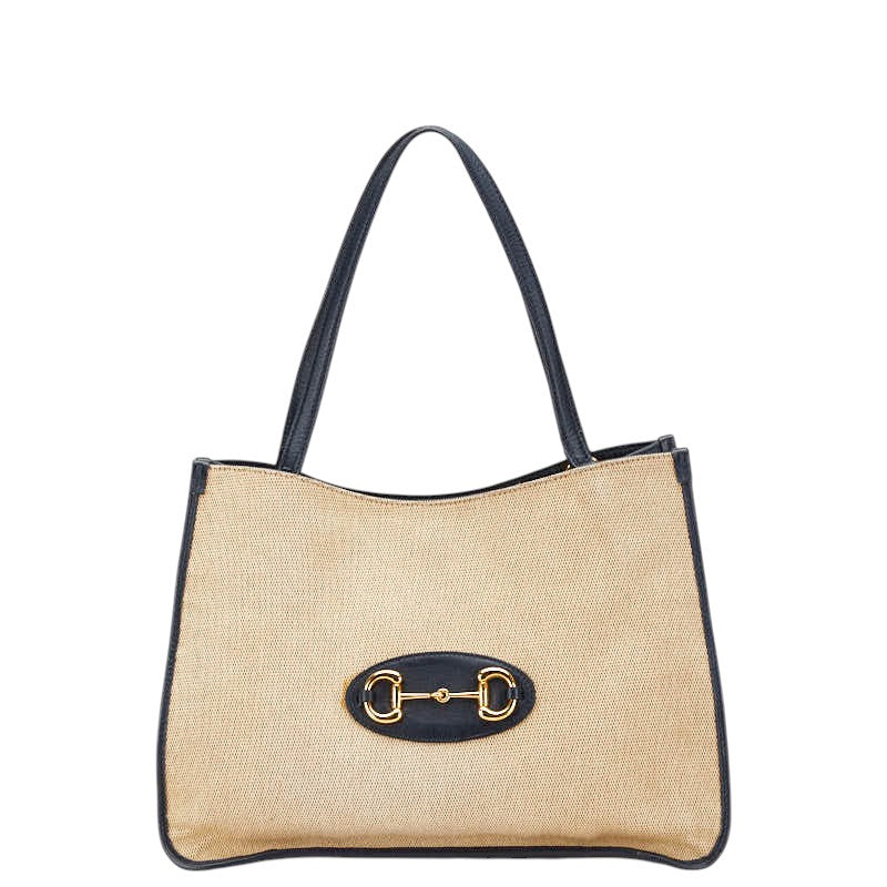 グッチ ホースビット1955 トートバッグ 623694 ベージュ ネイビー キャンバス レザー レディース GUCCI 【中古】