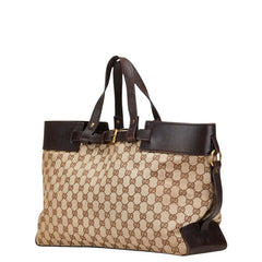 グッチ GGキャンバス トートバッグ 106251 ベージュ ブラウン キャンバス レザー レディース GUCCI 【中古】