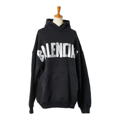 バレンシアガ 24SS NEW TAPE TYPE HOODIE プルオーバーパーカー フーディー サイズ：L 739024 ブラック コットン メンズ BALENCIAGA 【中古】