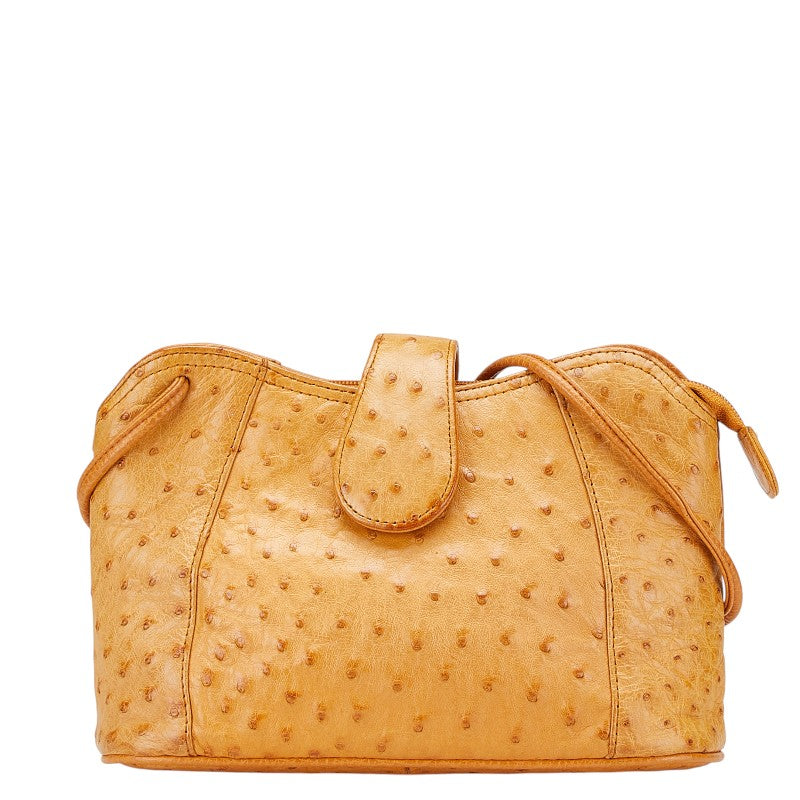オーストリッチ 斜め掛け ショルダーバッグ ブラウン オーストリッチ レディース ostrich 【中古】