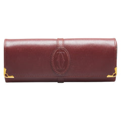 カルティエ マストライン メガネケース 眼鏡 小物入れ ワインレッド ボルドー レザー レディース CARTIER 【中古】