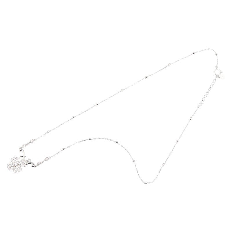 K18WG ホワイトゴールド ダイヤ0.30ct 四つ葉 クローバー モチーフ ネックレス レディース 【中古】